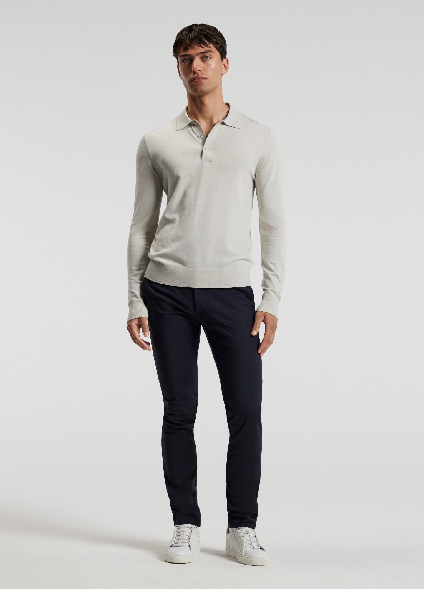 Long Sleeve Polo Shirt - Off White