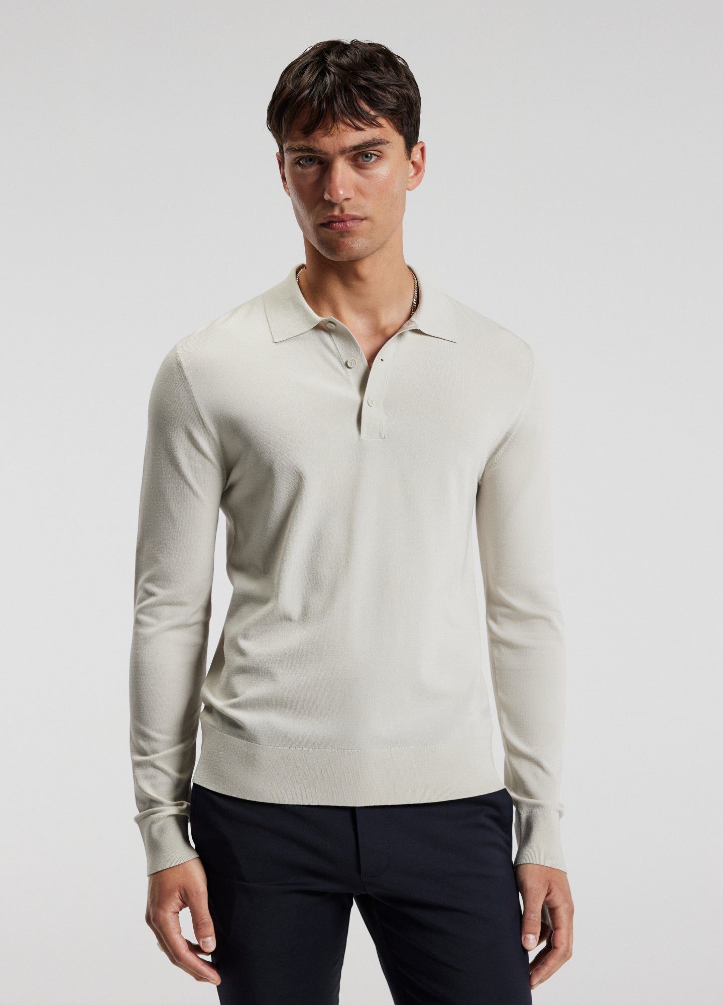 Long Sleeve Polo Shirt - Off White