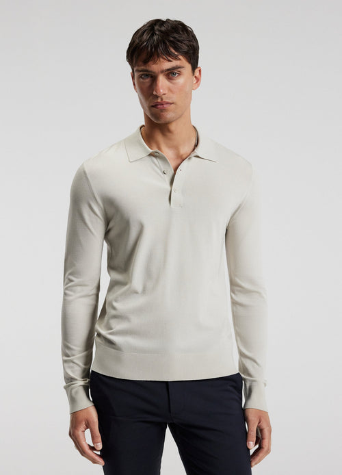 Long Sleeve Polo Shirt - Off White