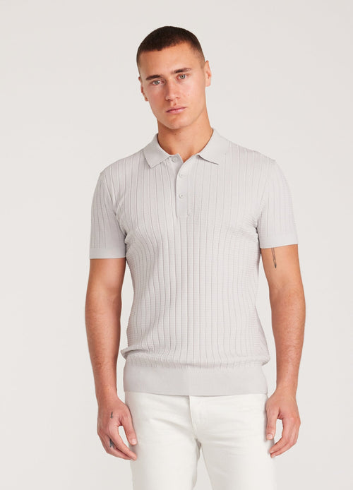 Textured Polo Collar Shirt - Silver