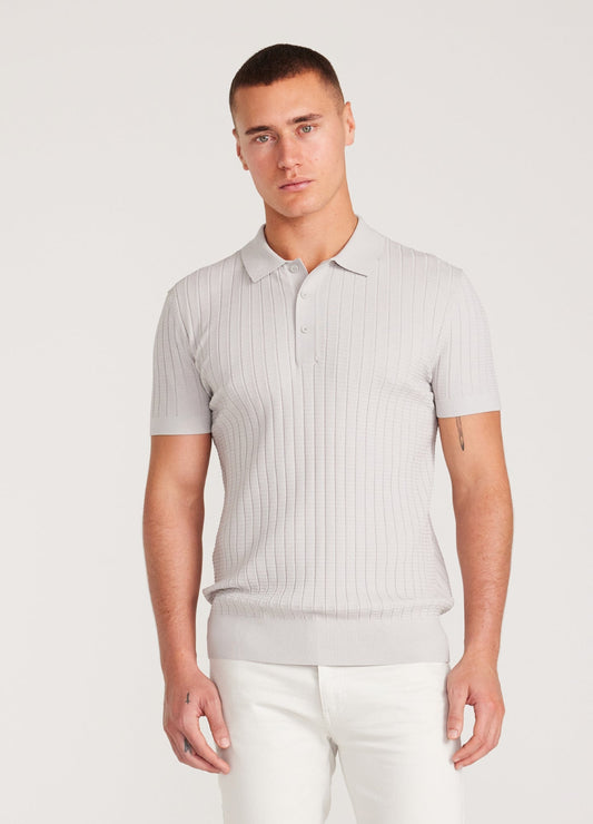 Textured Polo Collar Shirt - Silver