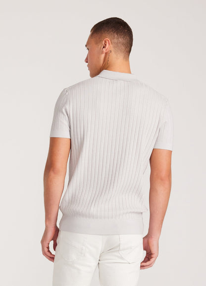 Textured Polo Collar Shirt - Silver