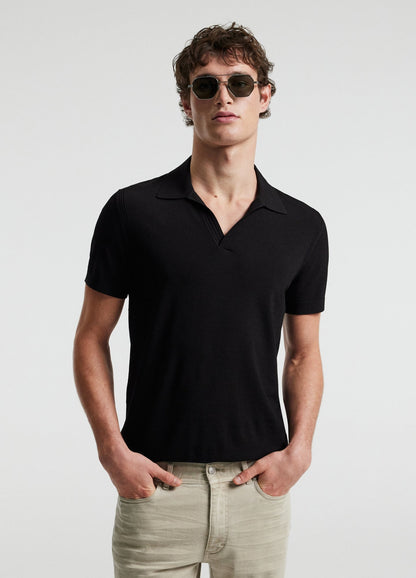 Tech Cotton Polo Shirt - Black