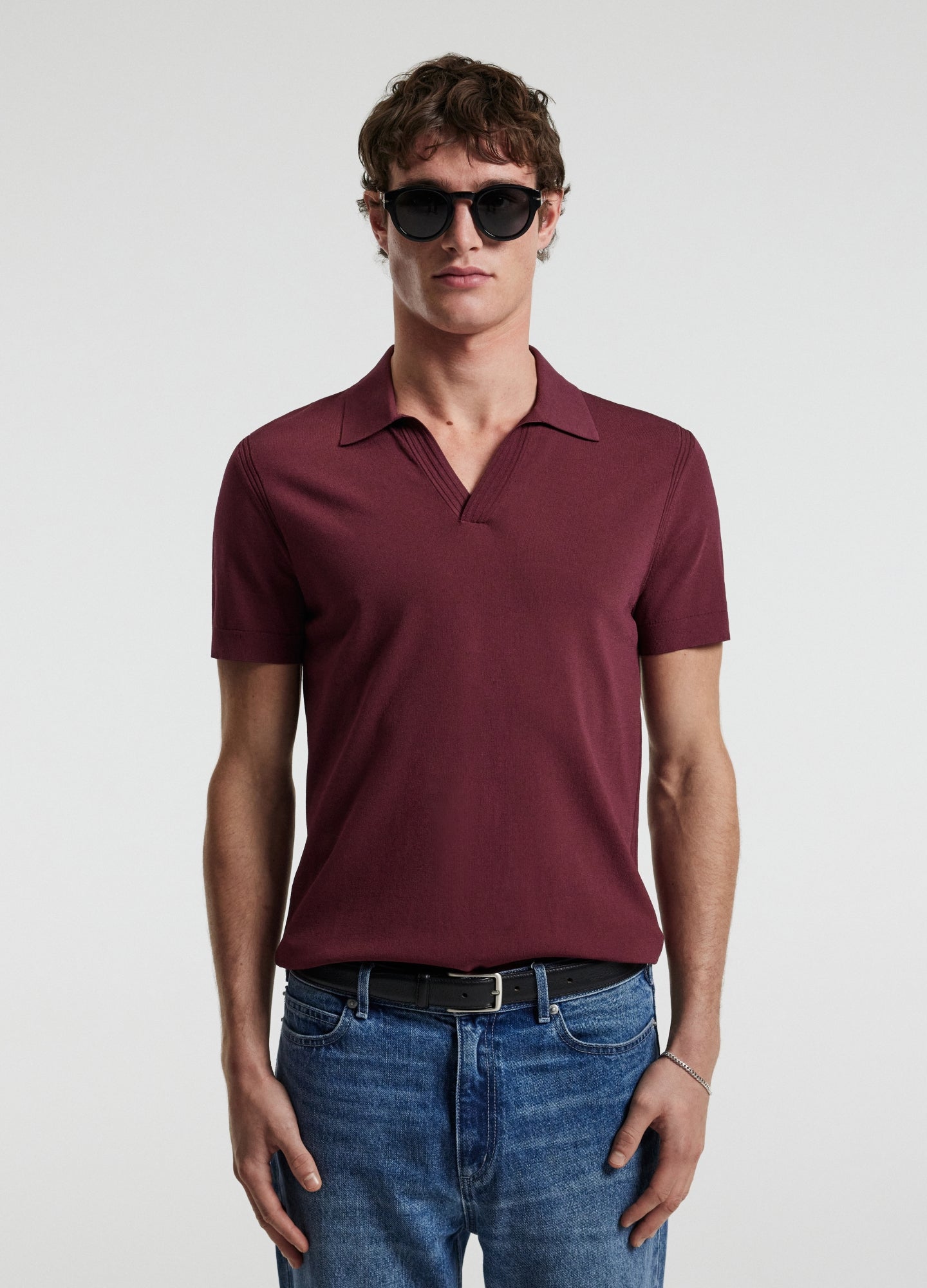 Tech Cotton Polo Shirt - Wine Colour