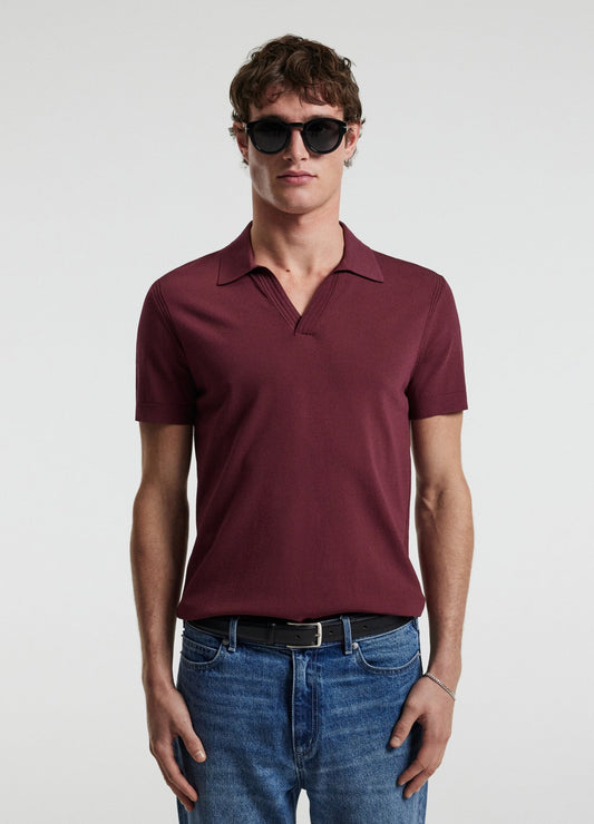 Tech Cotton Polo Shirt - Wine Colour
