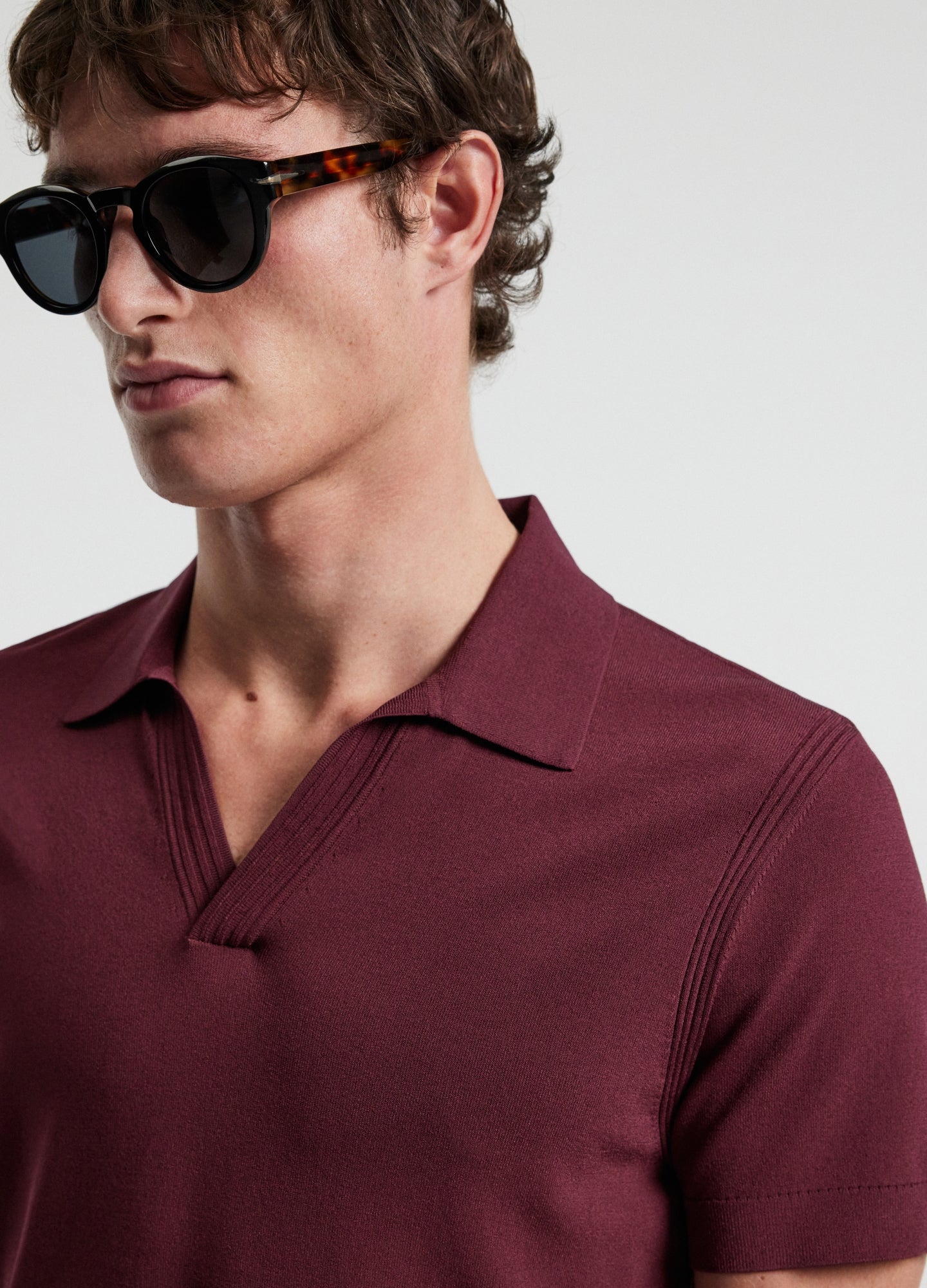 Tech Cotton Polo Shirt - Wine Colour