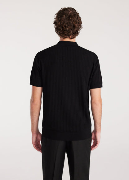 Polo Shirt with Translucent Stripes - Black