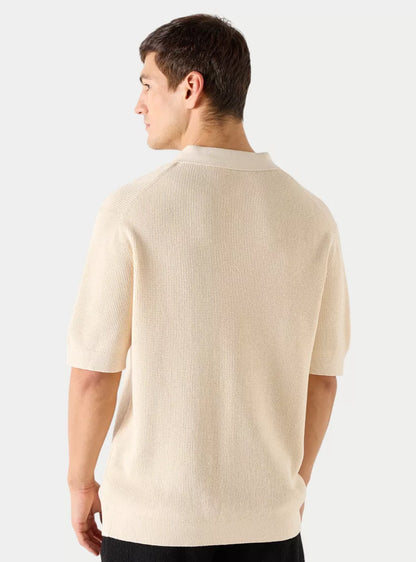 Textured Men's Polo Shirt - Beige