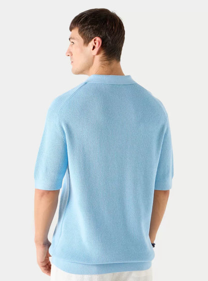 Textured Men's Polo Shirt - Light Blue