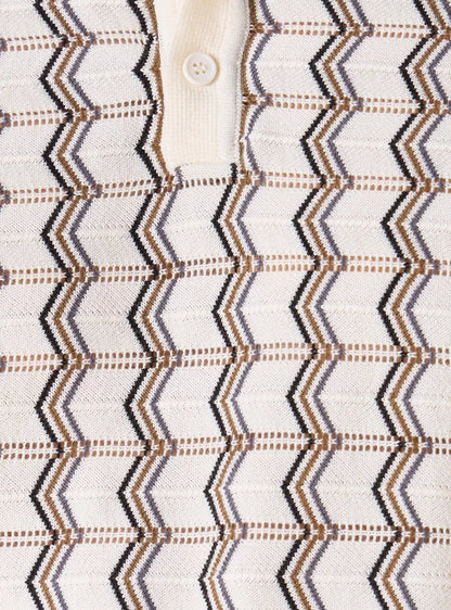 Polo Shirt with Geometric Print - White
