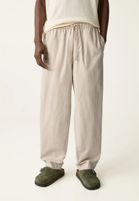 Linen Blend Trousers - Beige