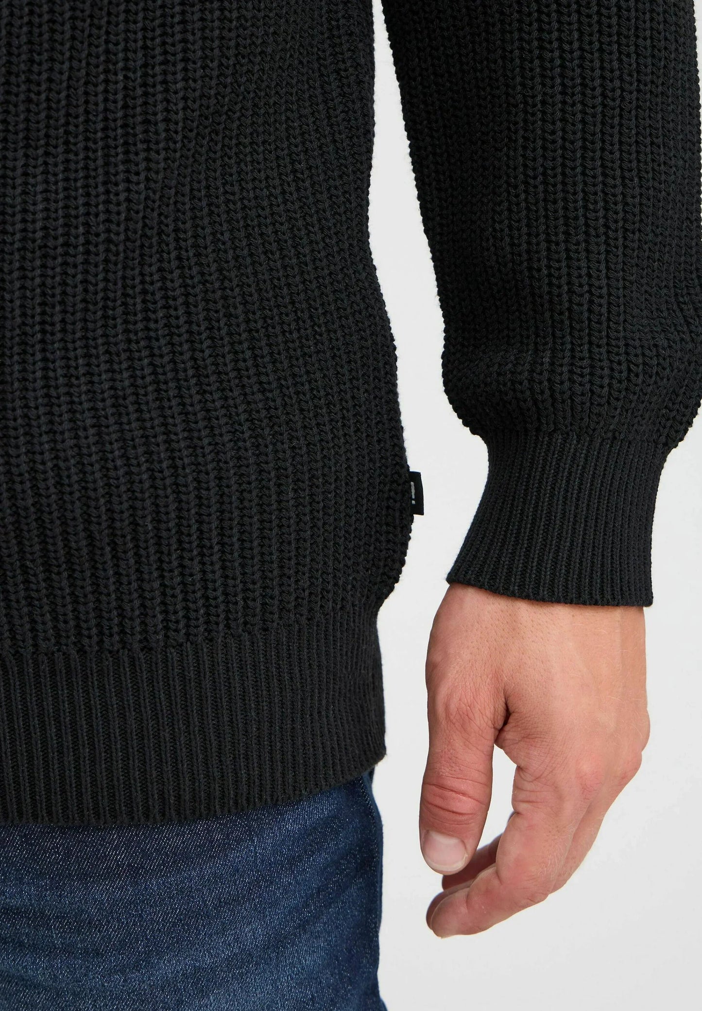 Men's Troyer Neck Jumper with Zip - Black
