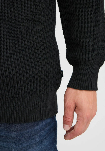Men's Troyer Neck Jumper with Zip - Black