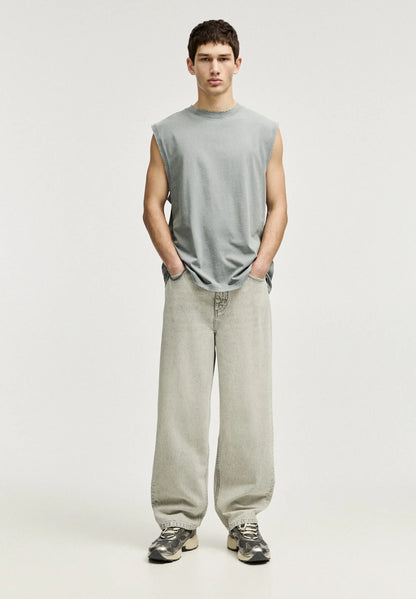 Basic Round Neck Vest - Charcoal