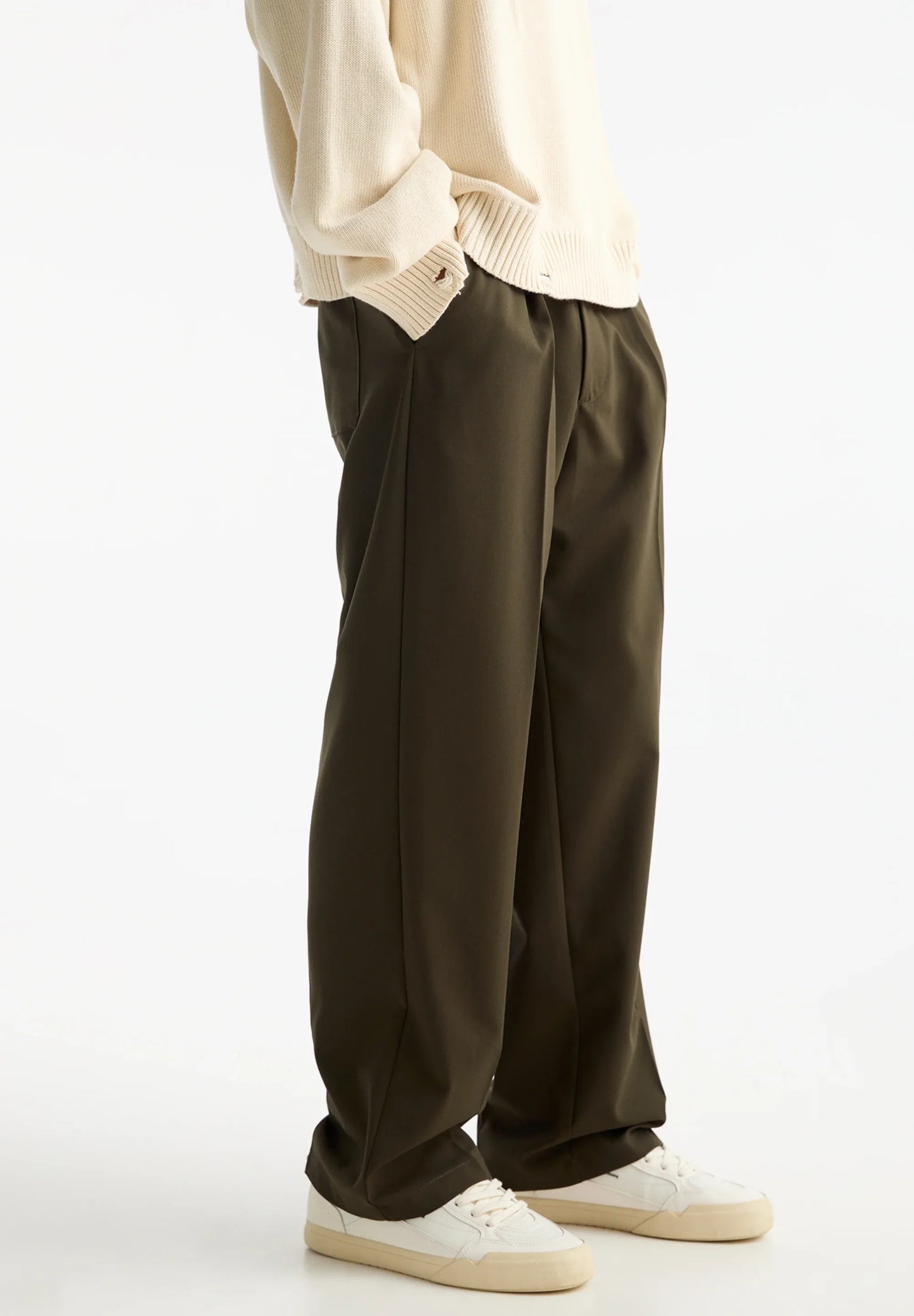 Casual Wide Fit Trousers - Khaki