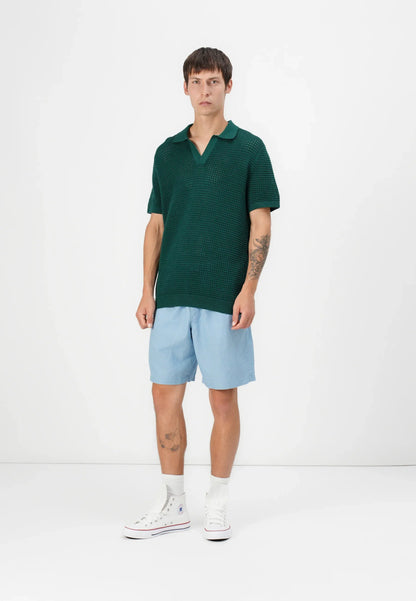 Polo Collar Knit Texture Shirt - Green