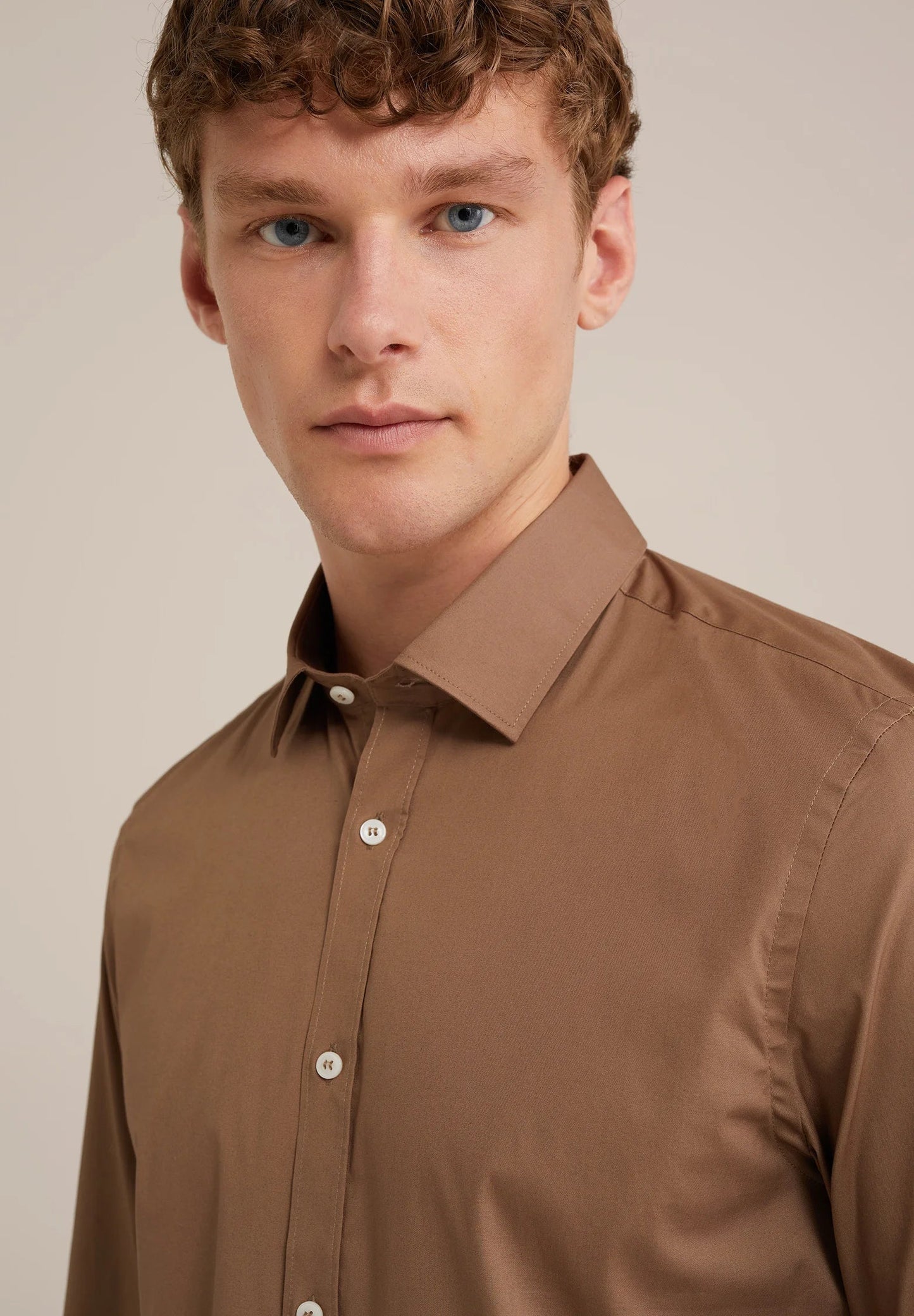 Classic Tailored Men's Dress Shirt - Brown