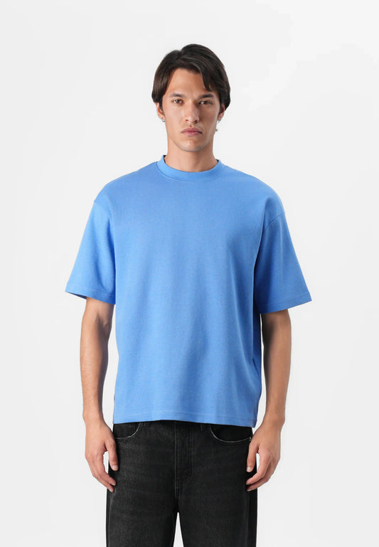 Men's Basic Oversized Round Neck T-Shirt - Blue