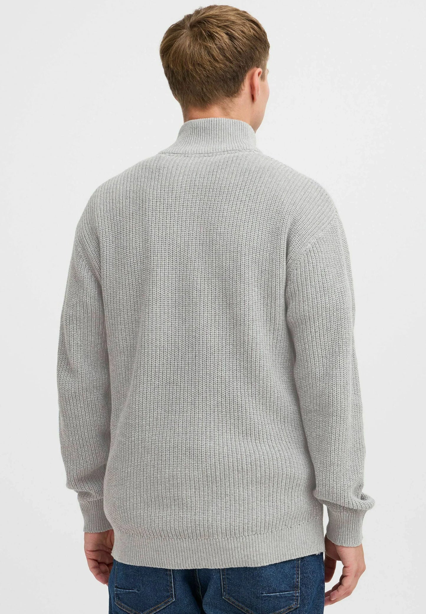 Men's Troyer Neck Jumper with Zipper - Grey