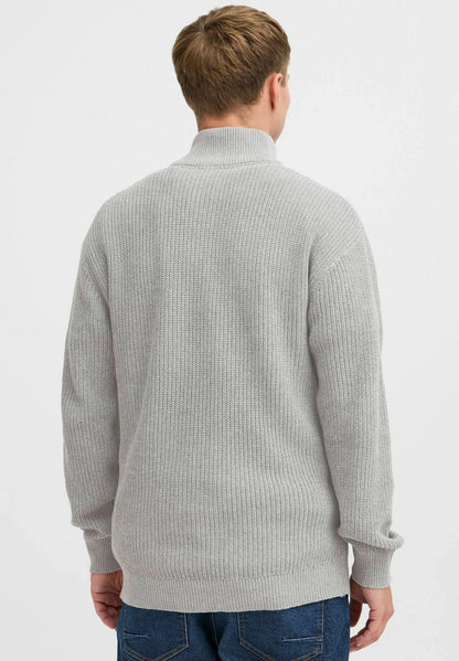 Men's Troyer Neck Jumper with Zipper - Grey