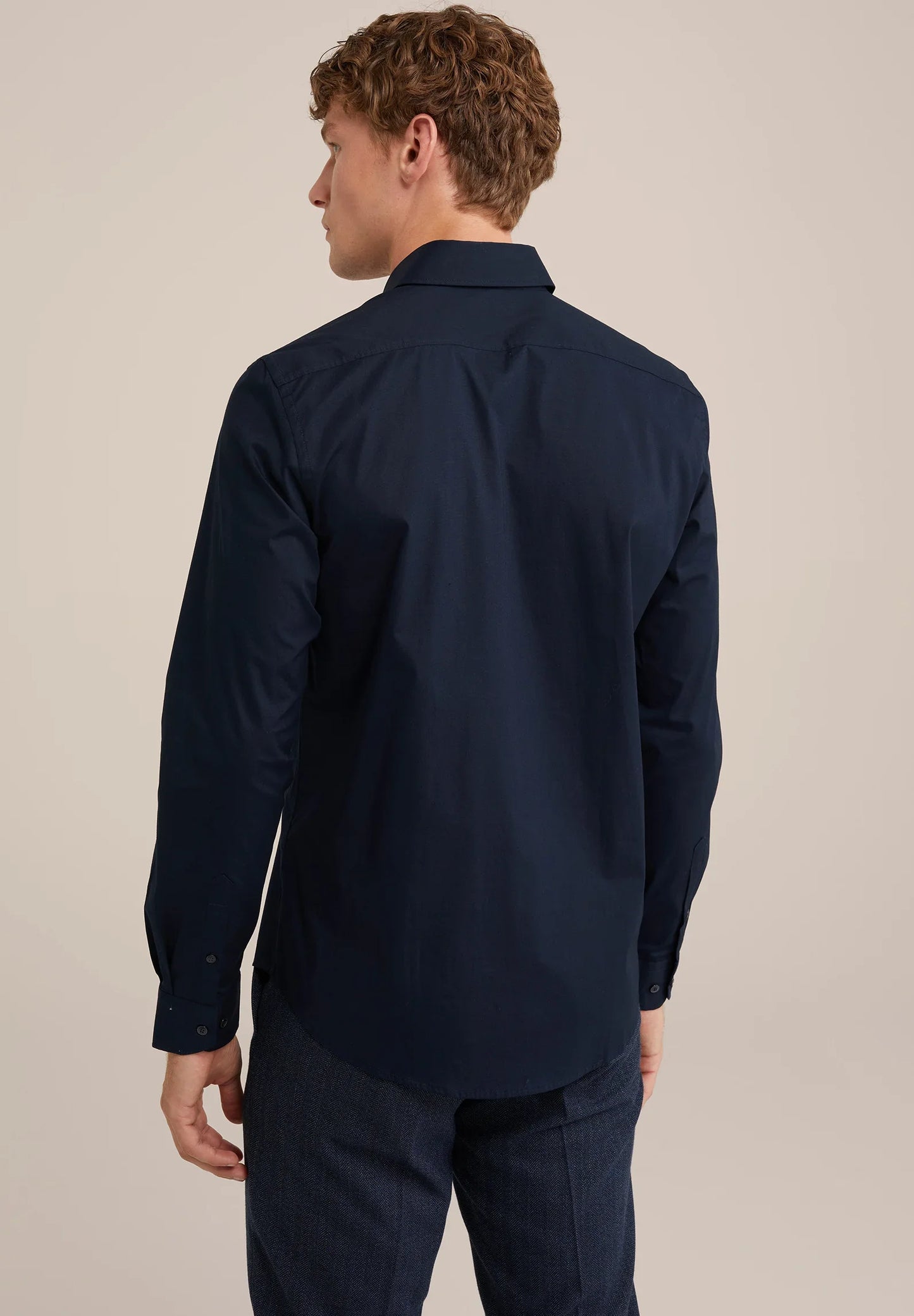 Classic Tailored Men's Dress Shirt - Navy Blue