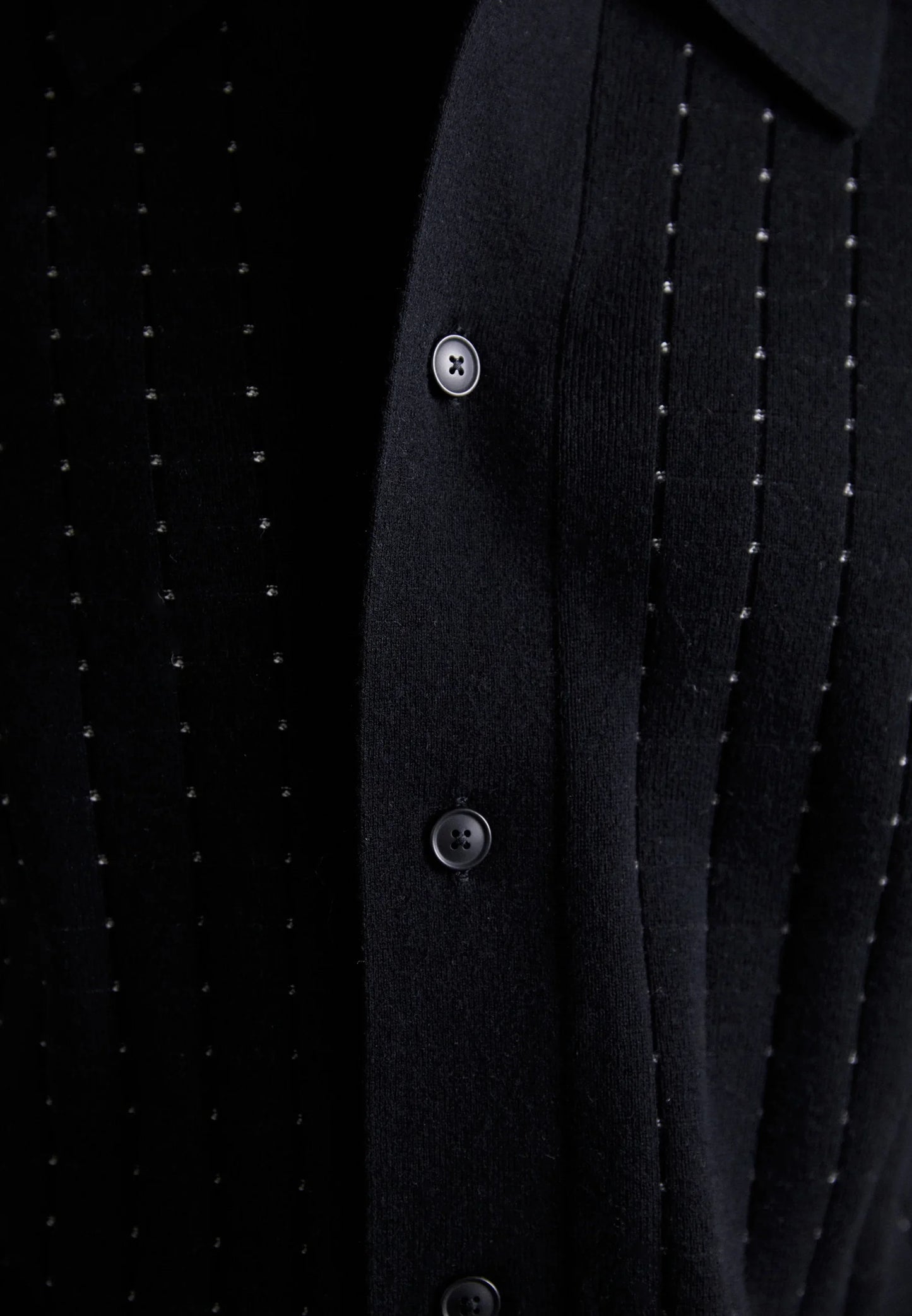 Ribbed Cotton Polo Shirt - Black