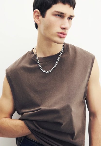 Basic Round Neck Vest - Brown