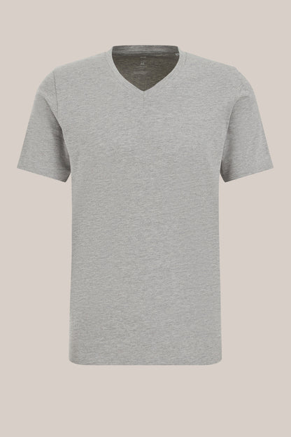 Basic Regular Fit T-Shirt with V-Neck - Grey