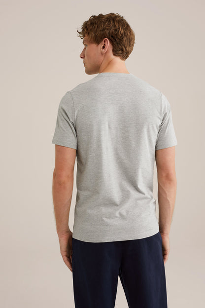 Basic Regular Fit T-Shirt with V-Neck - Grey