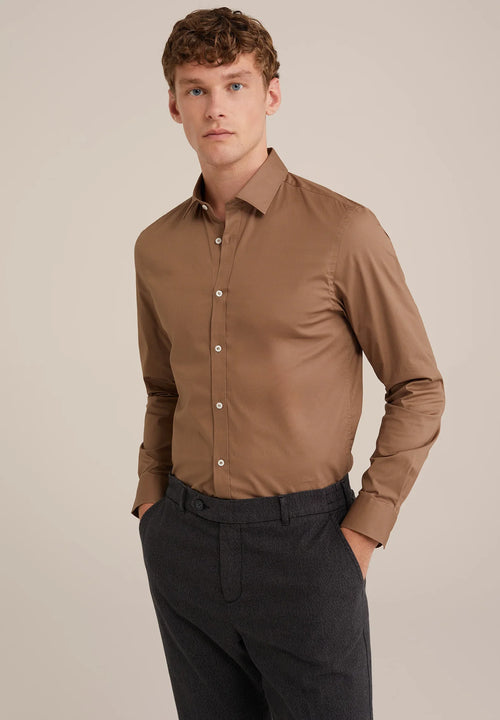 Classic Tailored Men's Dress Shirt - Brown