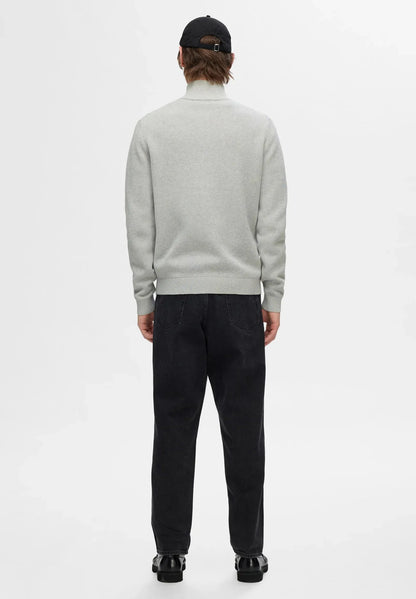 Comfort Cardigan with High Neck and Zip - Grey