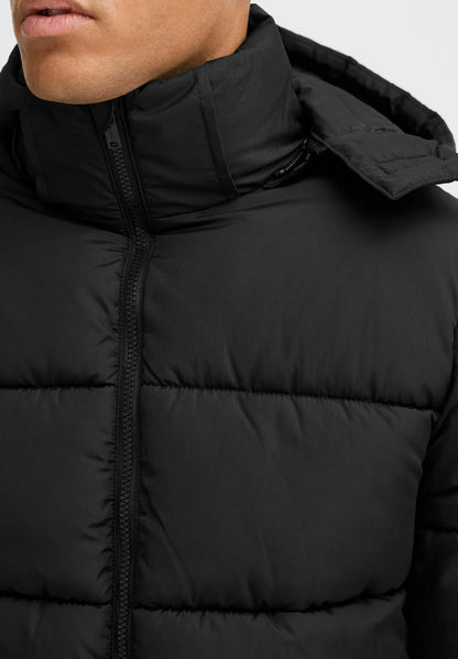 Ultra-Light Puffer Jacket with Hood - Black