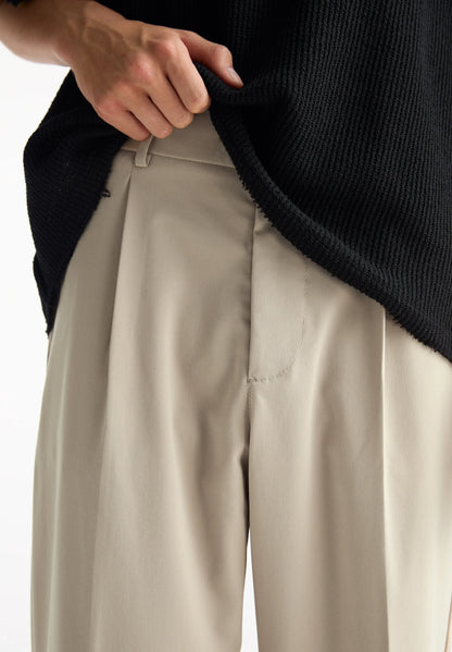 Casual Wide Fit Trousers - Beige