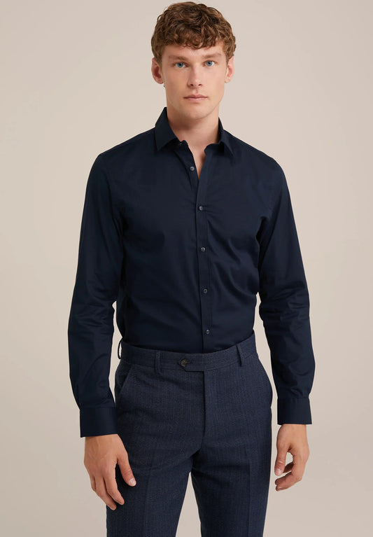 Classic Tailored Men's Dress Shirt - Navy Blue