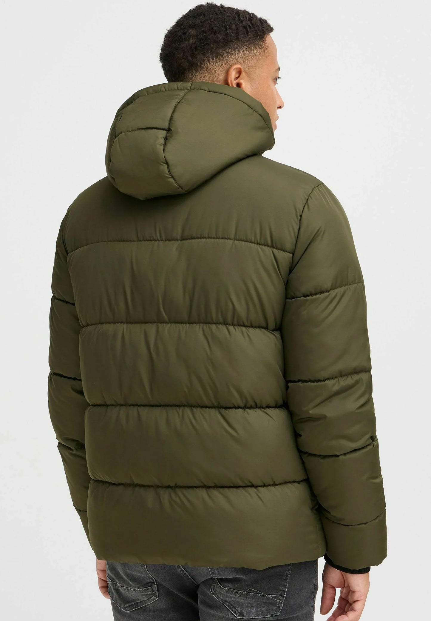 Ultra-Lightweight Puffer Jacket with Hood - Military Green
