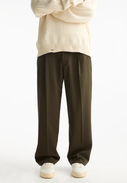 Casual Wide Fit Trousers - Khaki