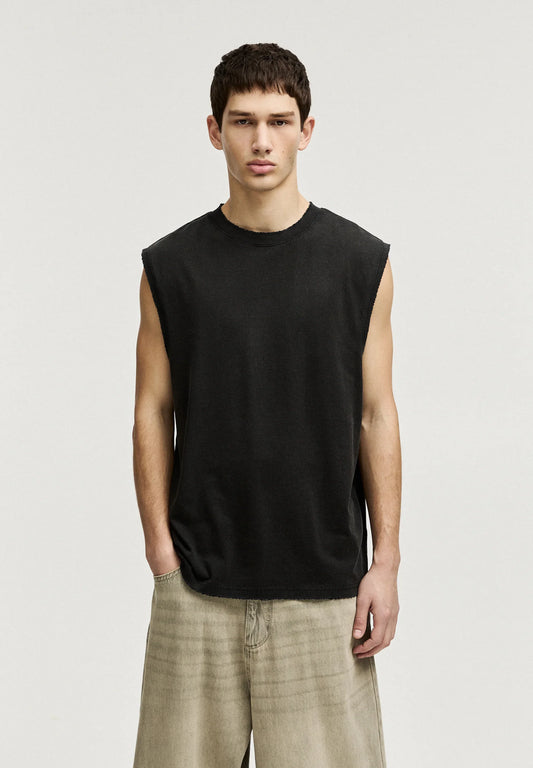 Basic Round Neck Vest - Black