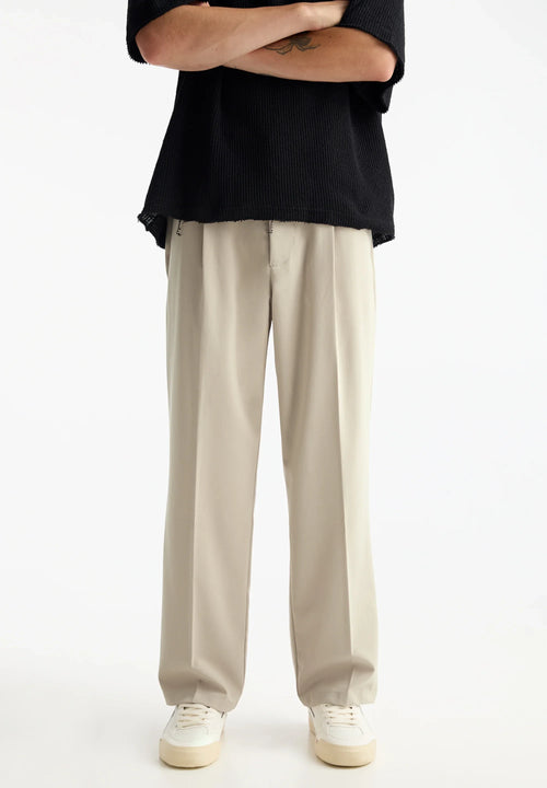 Casual Wide Fit Trousers - Beige