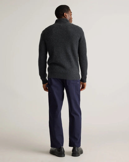 Men's 100% Cotton Jumper with Front Zip - Dark Grey