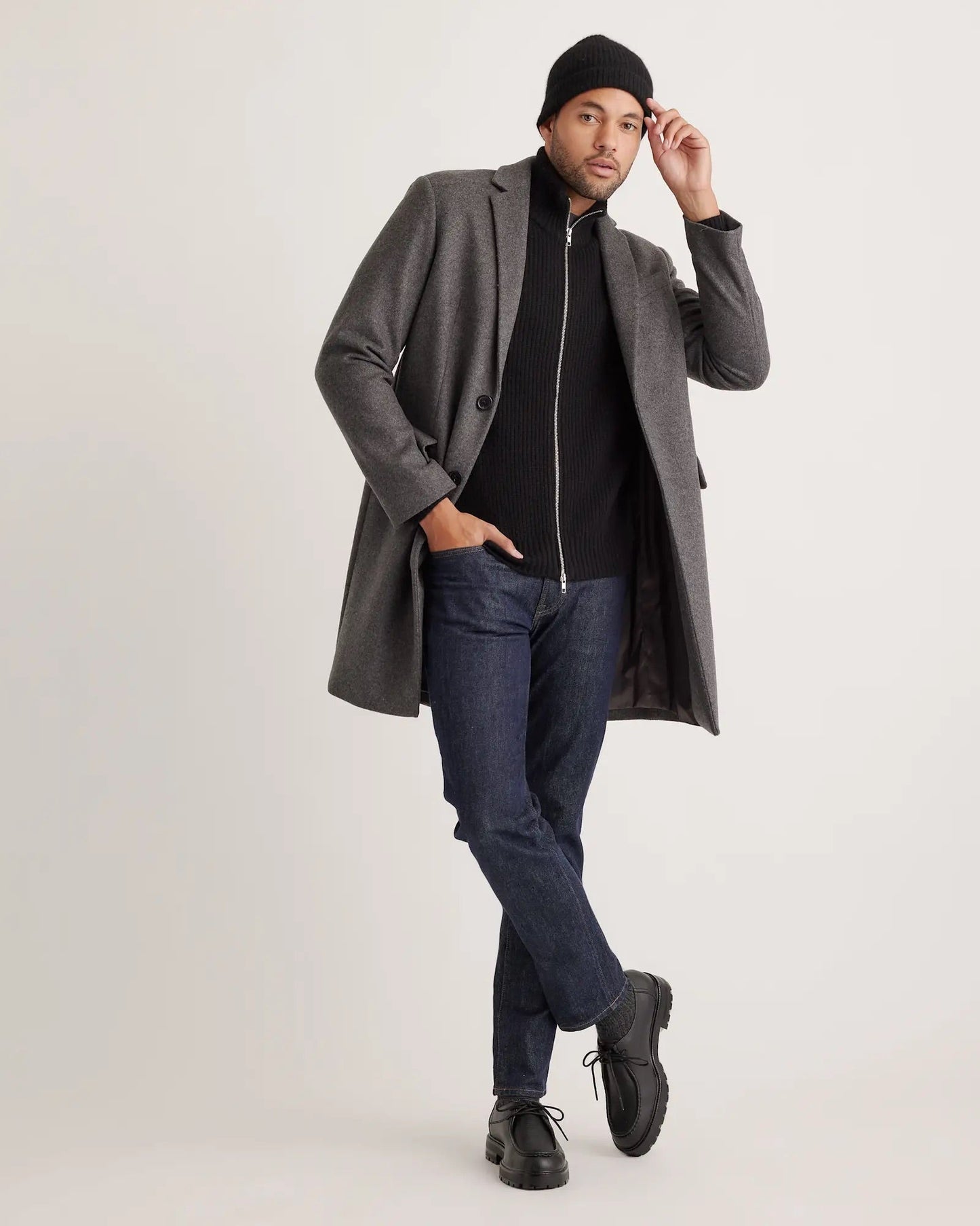 Men's 100% Cotton Zip-Front Jumper - Black