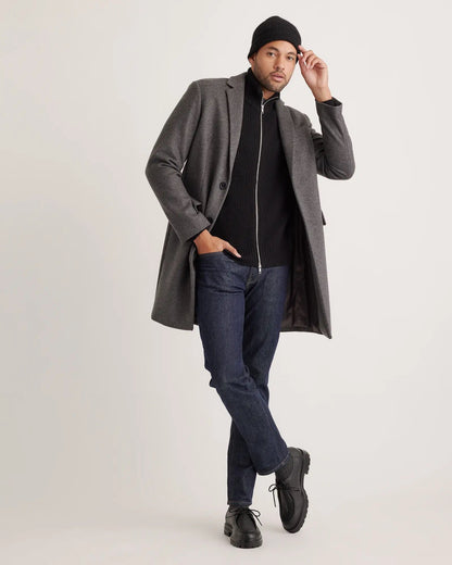 Men's 100% Cotton Zip-Front Jumper - Black