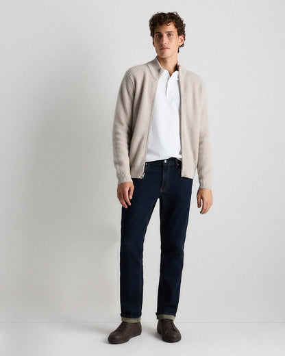 Men's 100% Cotton Zip-Up Jumper - Off White