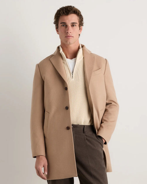 Men's Long Overcoat Jacket - Beige