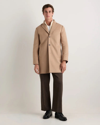 Men's Long Overcoat Jacket - Beige