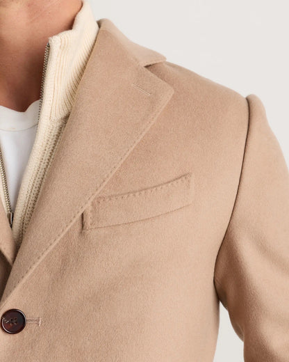 Men's Long Overcoat Jacket - Beige