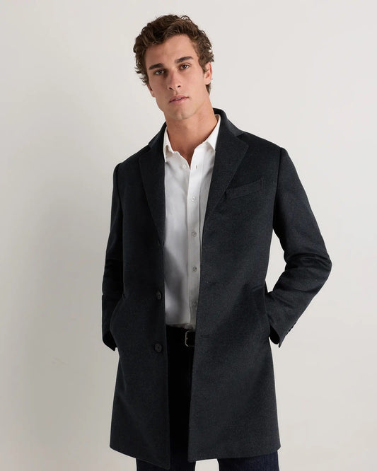 Men's Long Overcoat Jacket - Dark Grey