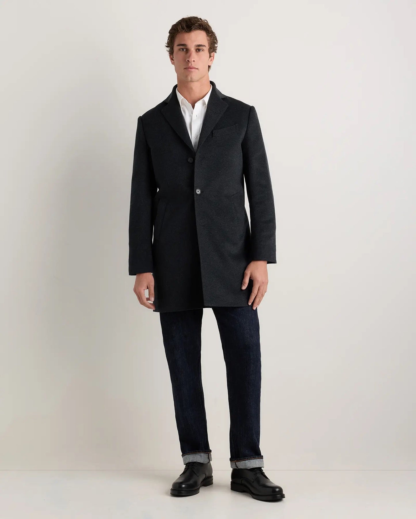 Men's Long Overcoat Jacket - Dark Grey