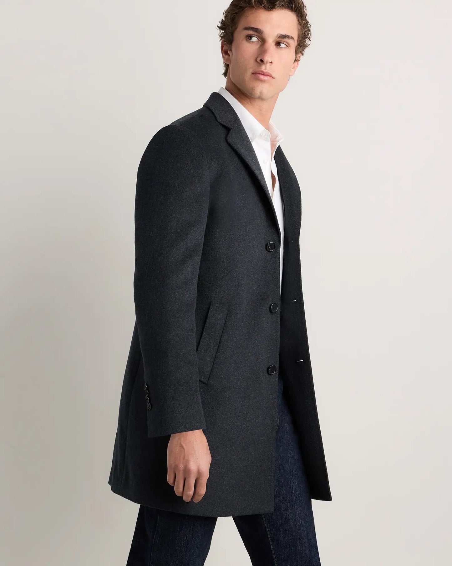 Men's Long Overcoat Jacket - Dark Grey