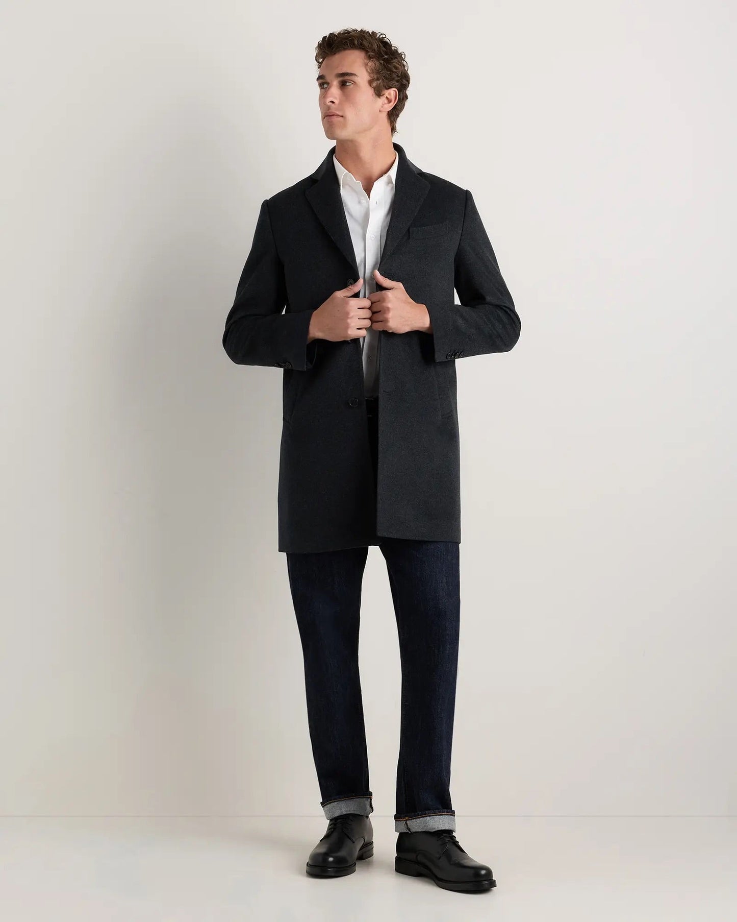 Men's Long Overcoat Jacket - Dark Grey