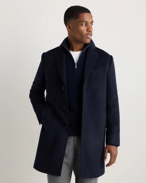 Men's Long Overcoat Jacket - Navy Blue